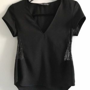 Zara Lace-side T-shirt Blouse